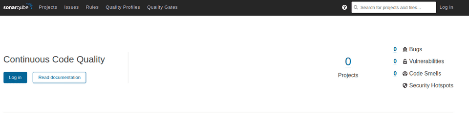 SonarQube starting page