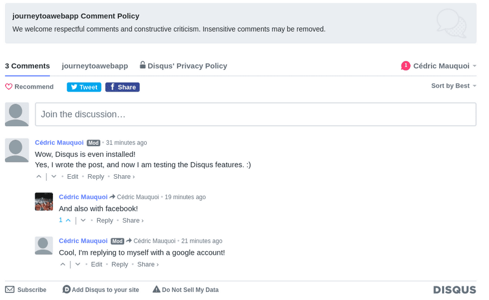 Disqus comment section Disqus comment section