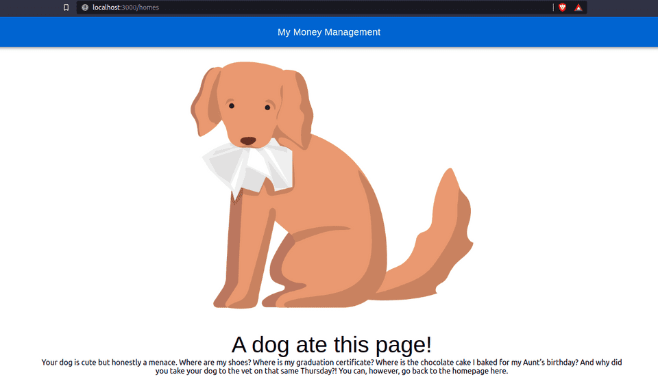 Dog showing an error Dog showing an error