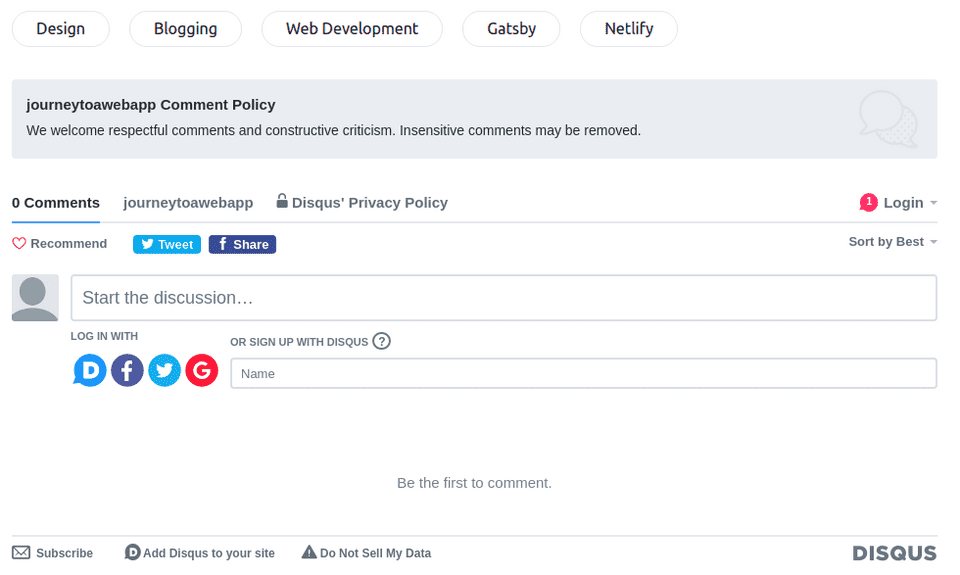 Disqus comment section Disqus comment section