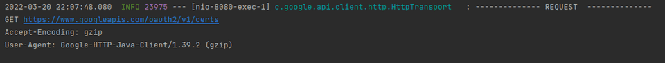 Google Token verification request Google Token verification request
