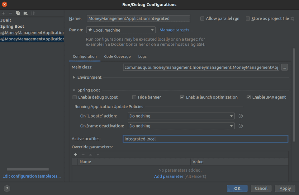 Integrated profile setup Integrated profile setup