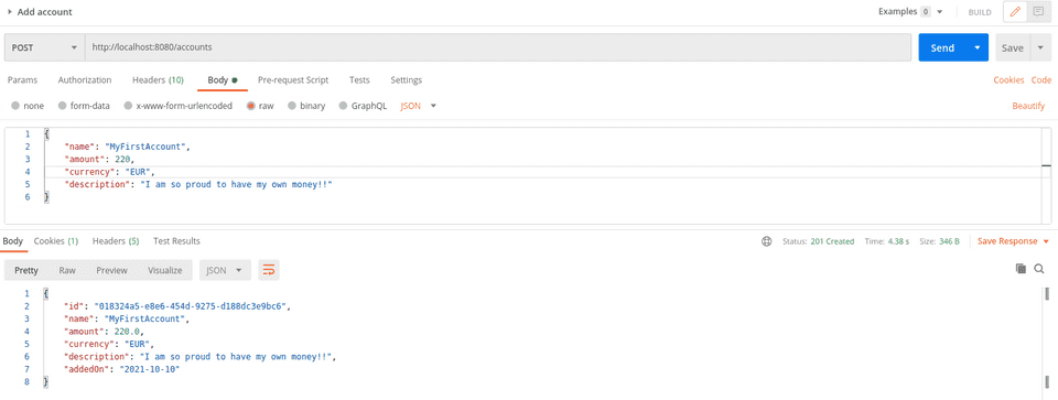 Create account Postman request Create account Postman request