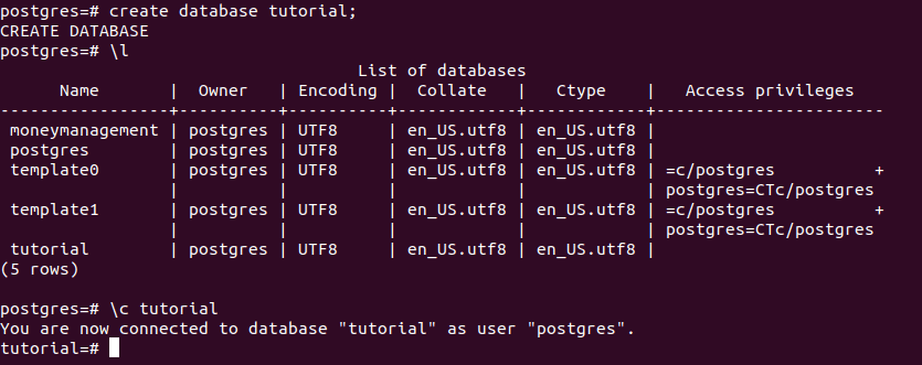 Database setup