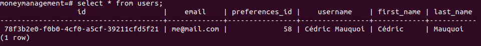 Mocked user inserted into the DB Mocked user inserted into the DB