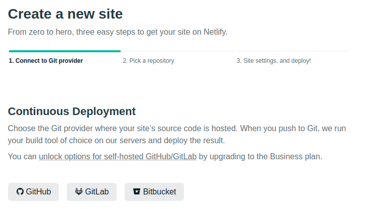 Choice of git hosted site Choice of git hosted site