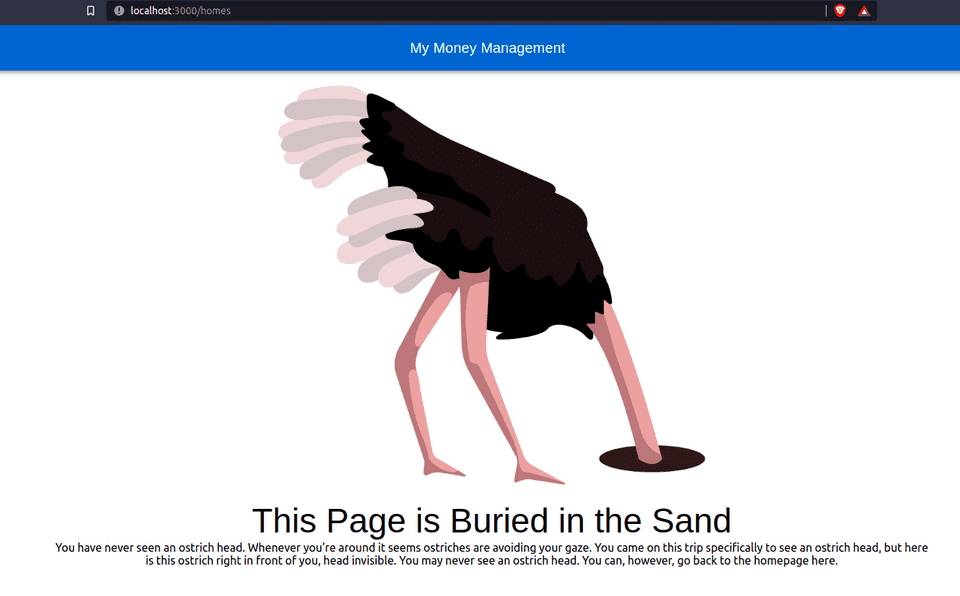 Ostrich showing an error