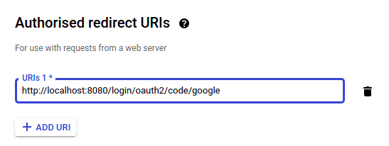 Defining the redirect URI Defining the redirect URI