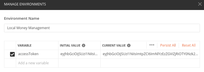Adding an environment value Adding an environment value